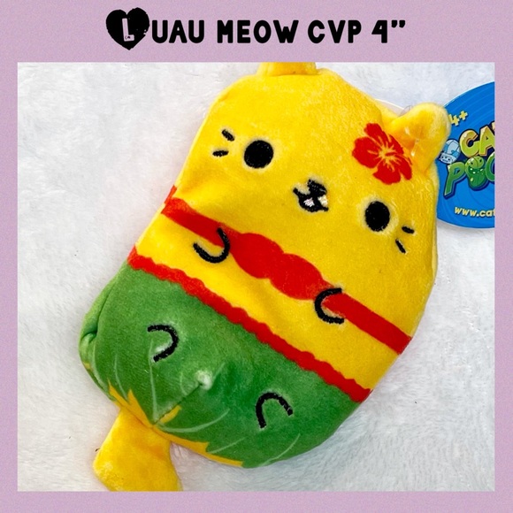 4” CvP Luau Meow Cats vs Pickles Plush Series 2 110 CVP Beanie - Hula Girl Cat - Picture 1 of 4
